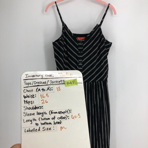 Joe Fresh Black white Striped Midi sleeveless cotton Dress size M - Picture 14 of 15